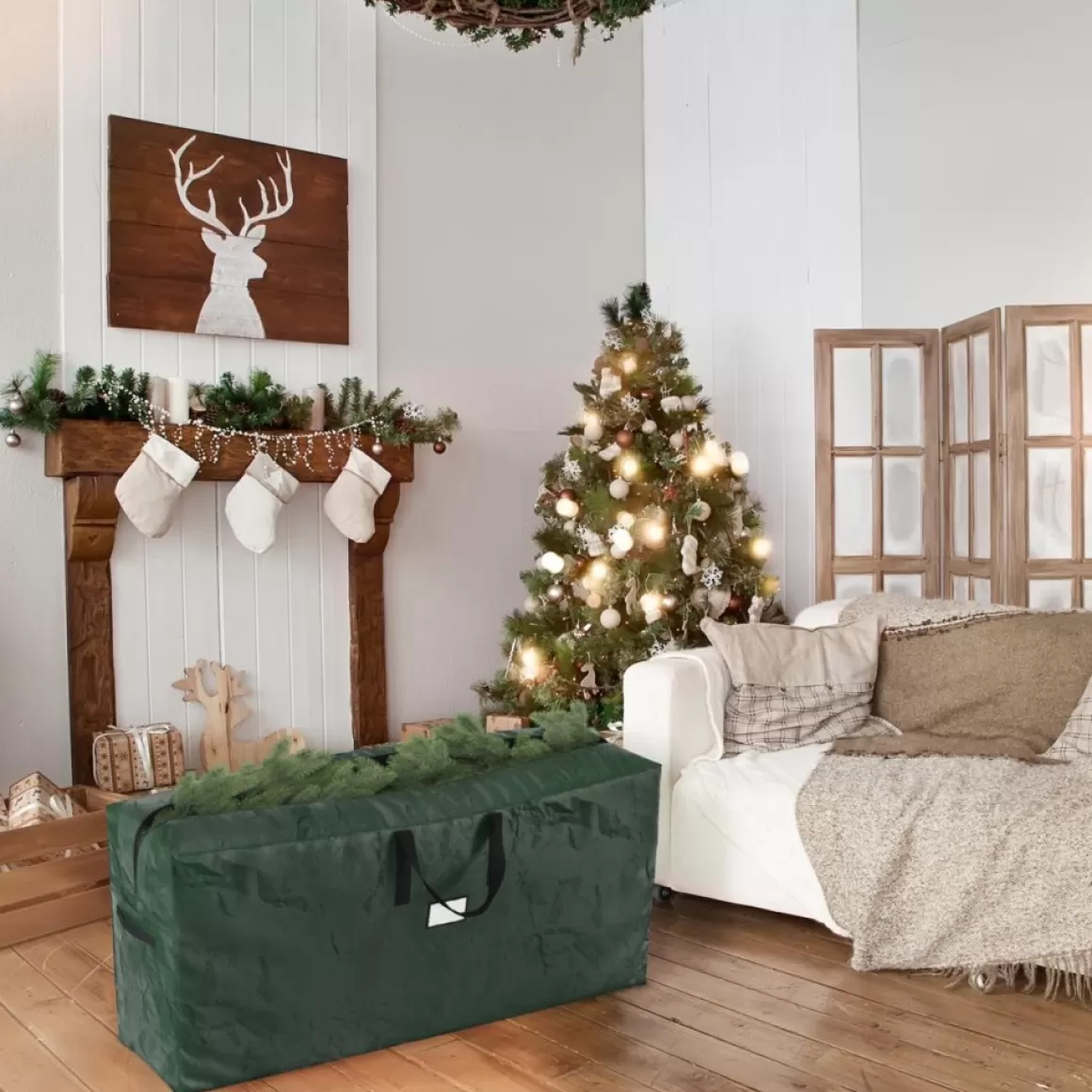 Hastings Home 2-Piece Christmas Decor Storage Bags - Green