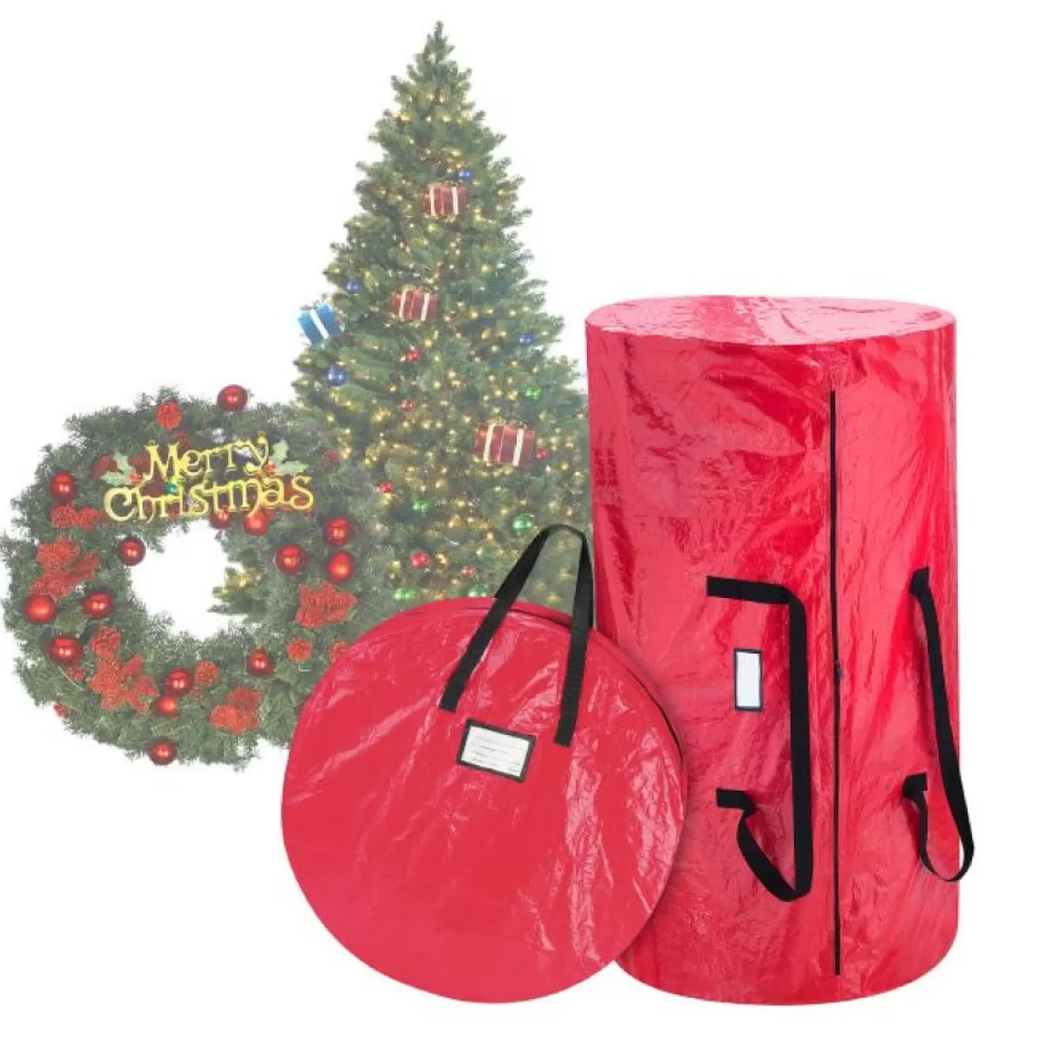 Hastings Home Tree And Wreath Storage Bag Set - Red