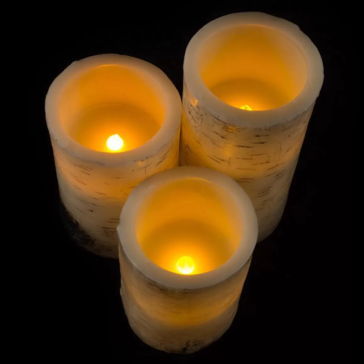 Lavish Home Flickering Flameless Led Candles With Birch Bark- Set Of 3