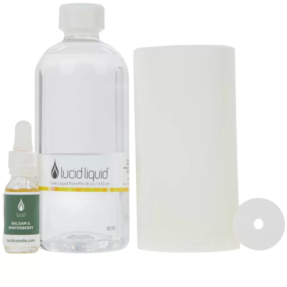Lucid Candle 6" Pillar Candle With 16 Oz. Liquid & Fragrant Stone