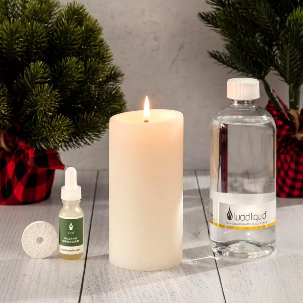 Lucid Candle 6" Pillar Candle With 16 Oz. Liquid & Fragrant Stone