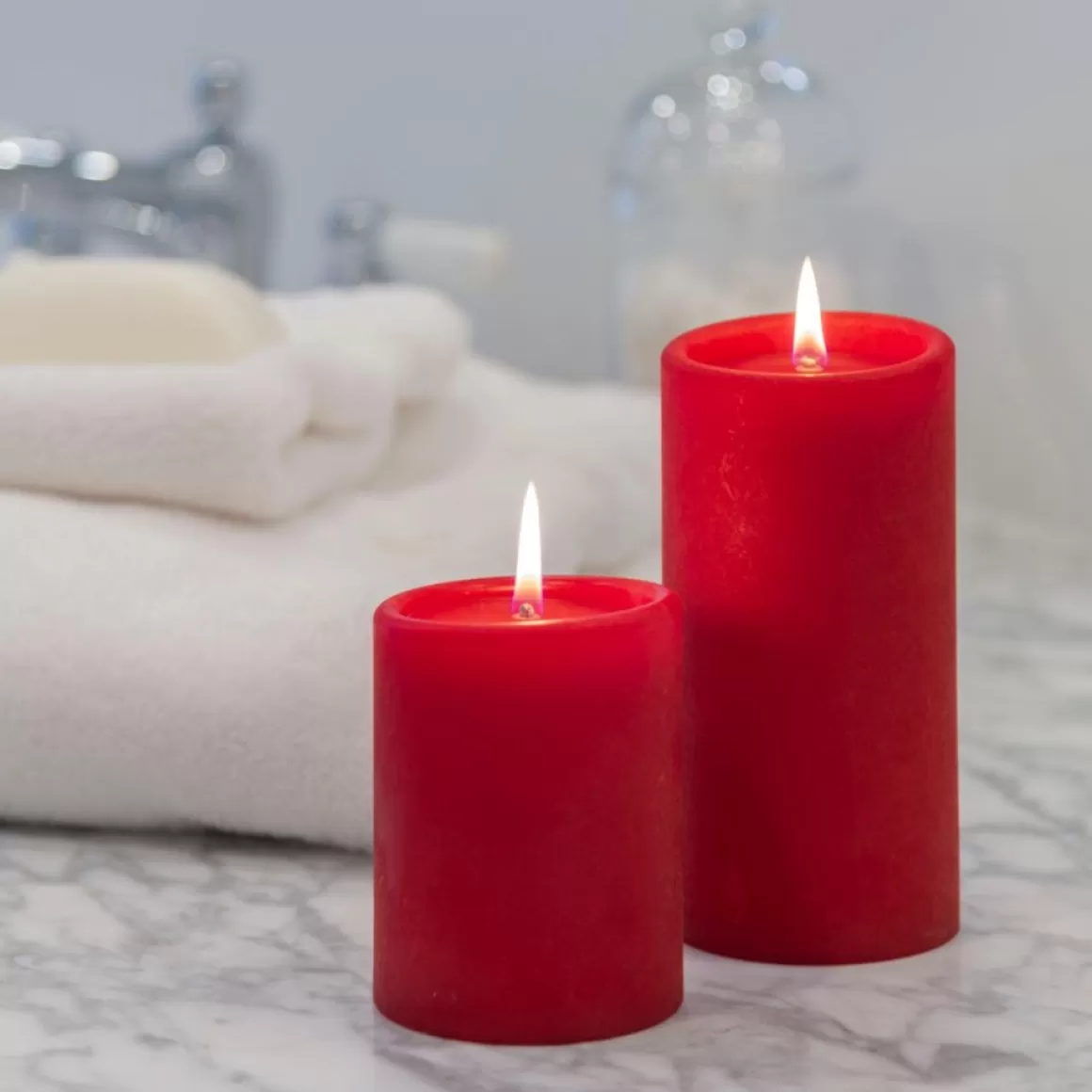 Lucid Candle 6 Ruby Pillar Candle With 16 Oz. Liquid & Stone