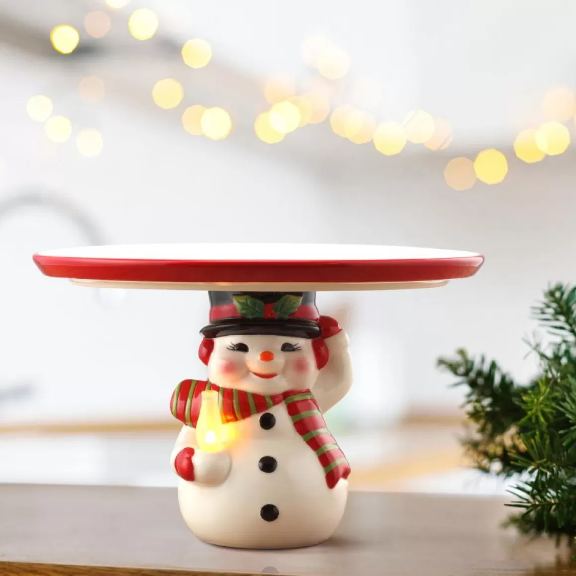 Mr. Christmas 10" Nostalgic Cake Plate - Snowman