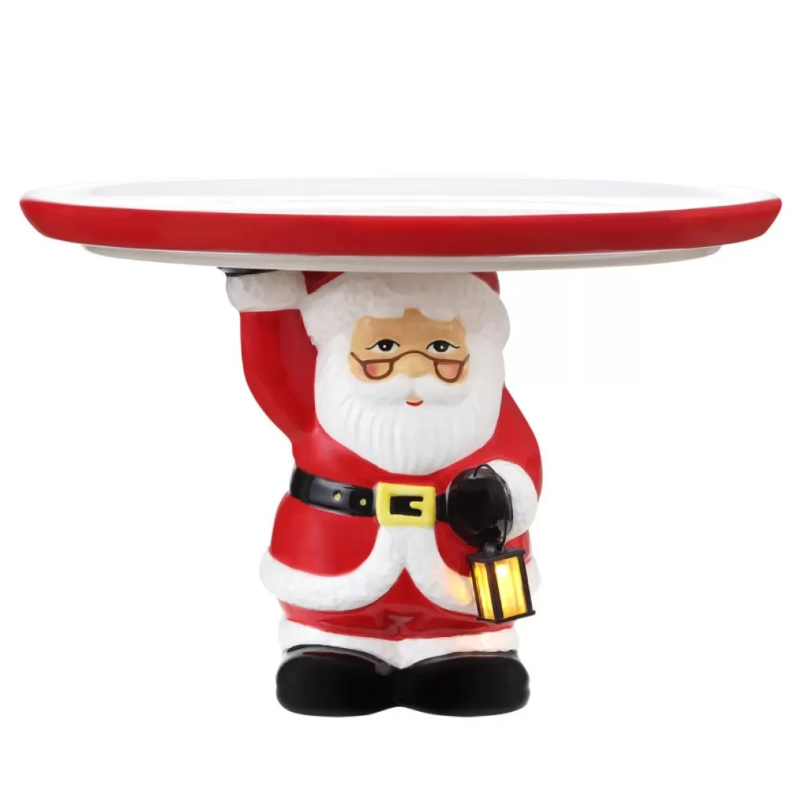 Mr. Christmas 10" Nostalgic Cake Plate - White Santa