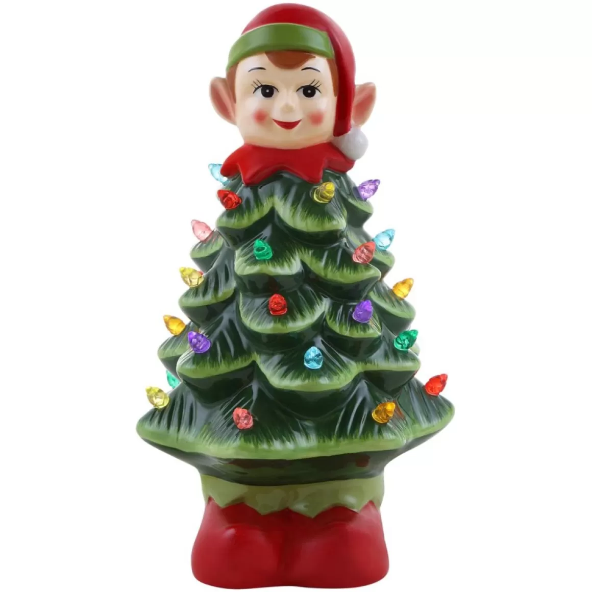 Mr. Christmas 15" Nostalgic Ceramic Tree With Elf Topper