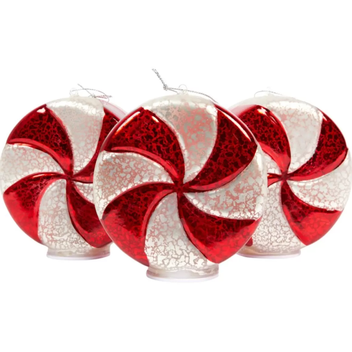 Mr. Christmas 3-Pack Mercury Glass Peppermint Ornaments With Timer