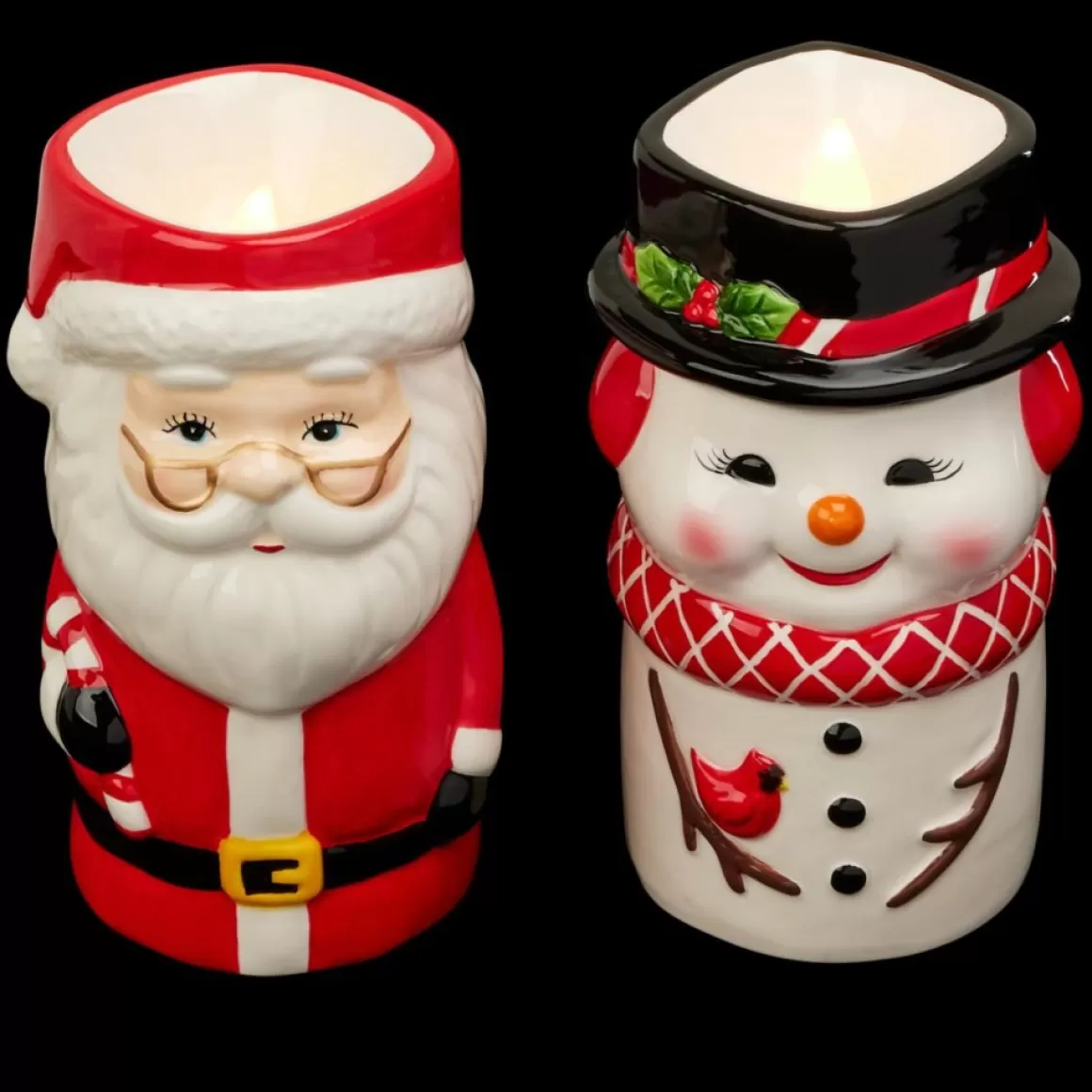 Mr. Christmas Set Of 2 Ceramic Figure Candles