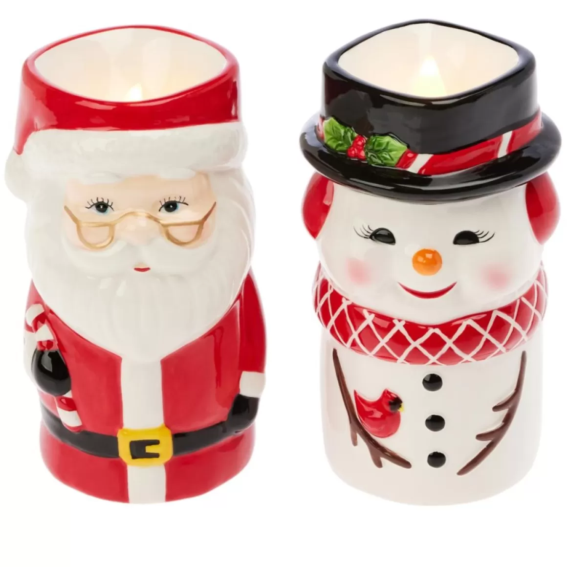 Mr. Christmas Set Of 2 Ceramic Figure Candles