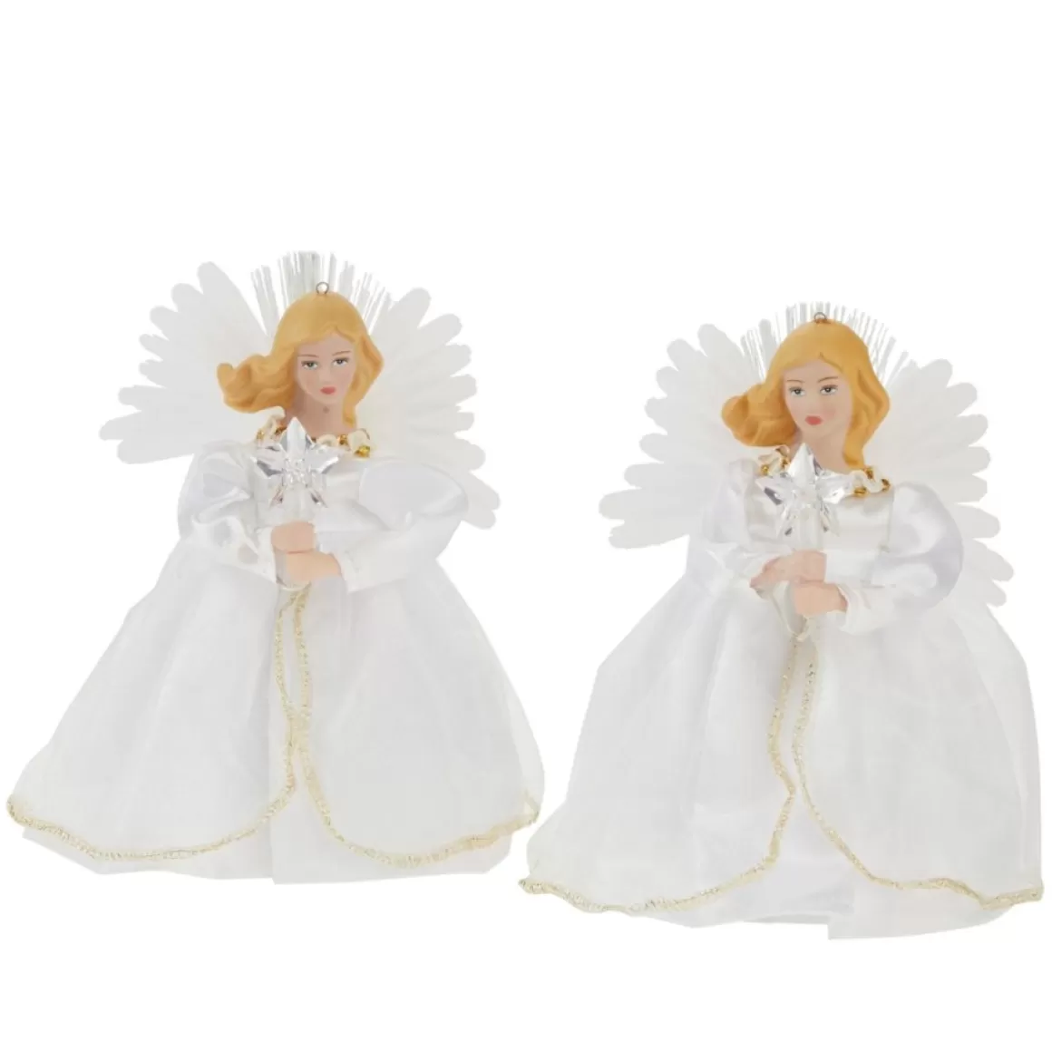 Mr. Christmas Set Of Two 6" Fiber Optic Angel Ornaments With Timer
