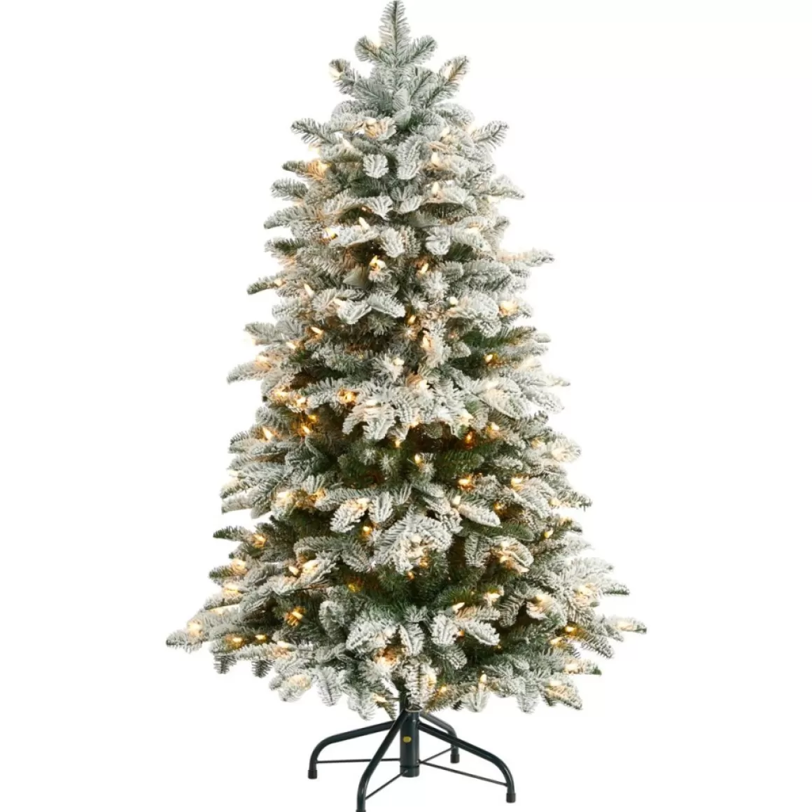 Nearly Natural 4' Artificial Flocked Fir Christmas Tree W/ 250 Lights