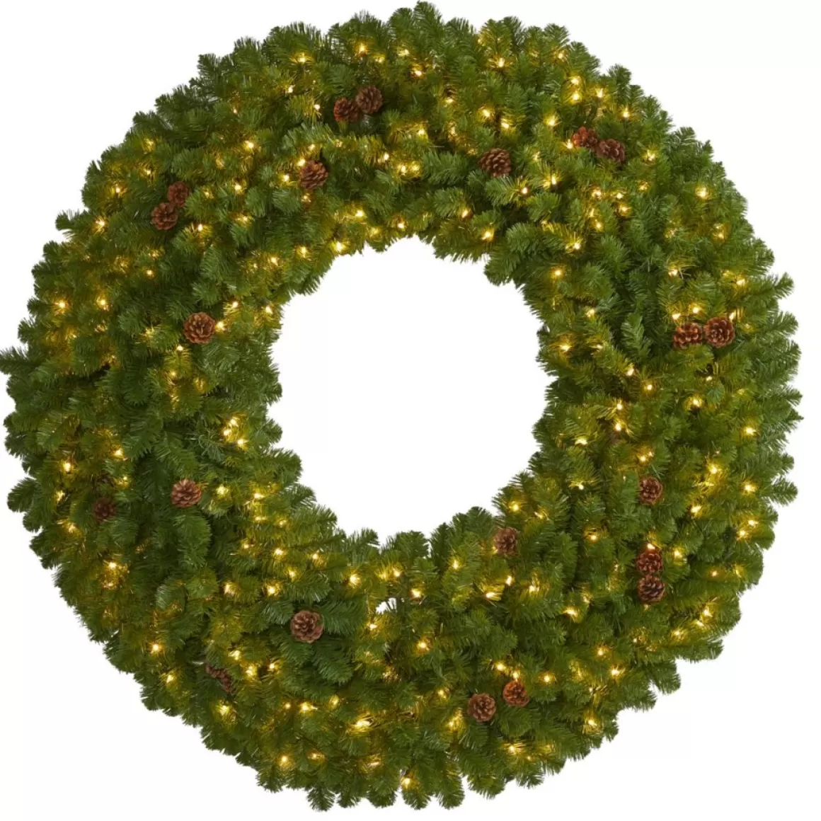 Nearly Natural 5 Ft. Giant Christmas Wreath With 280 Warm White Lights