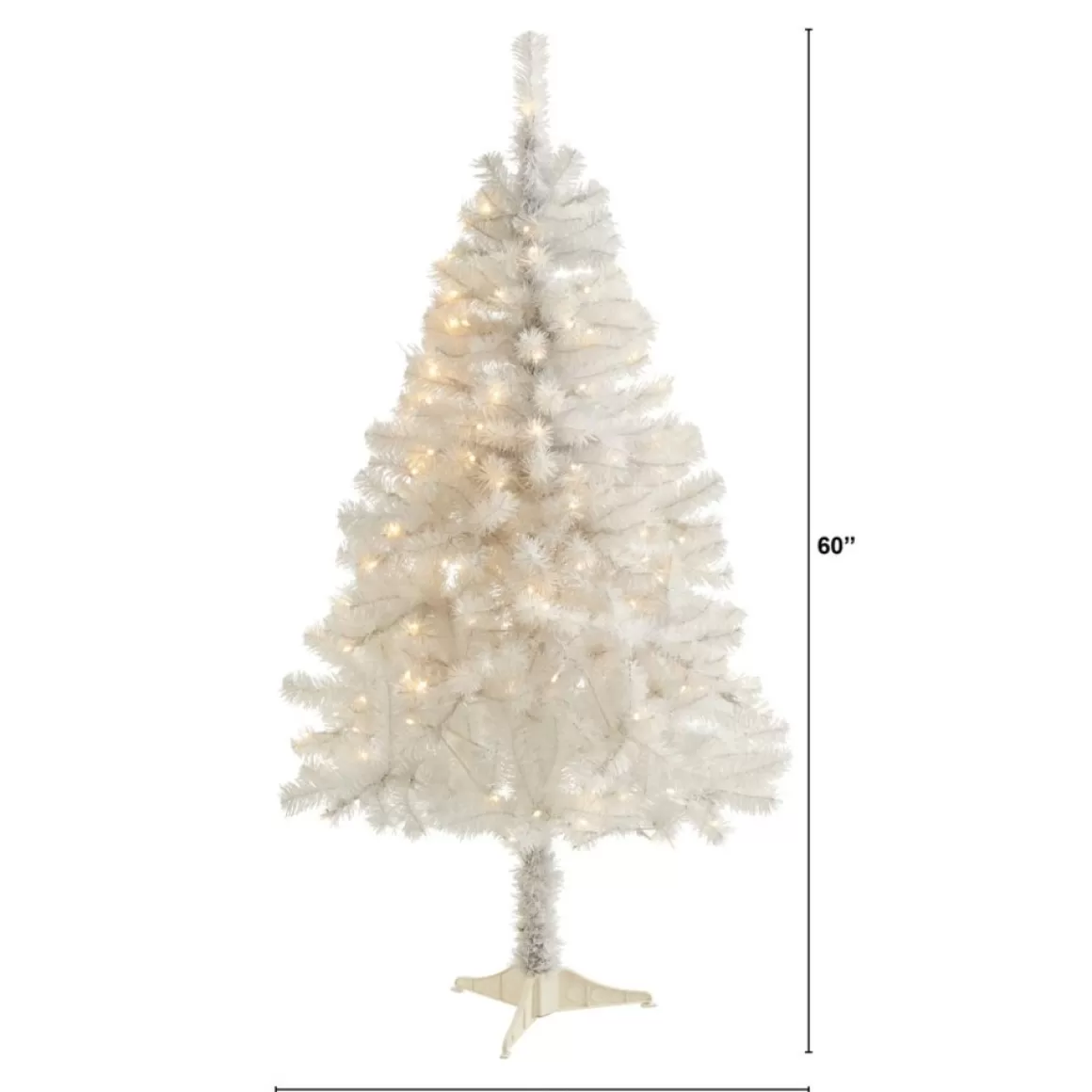 Nearly Natural 5' White Christmas Tree With 150 Clear Led Lights