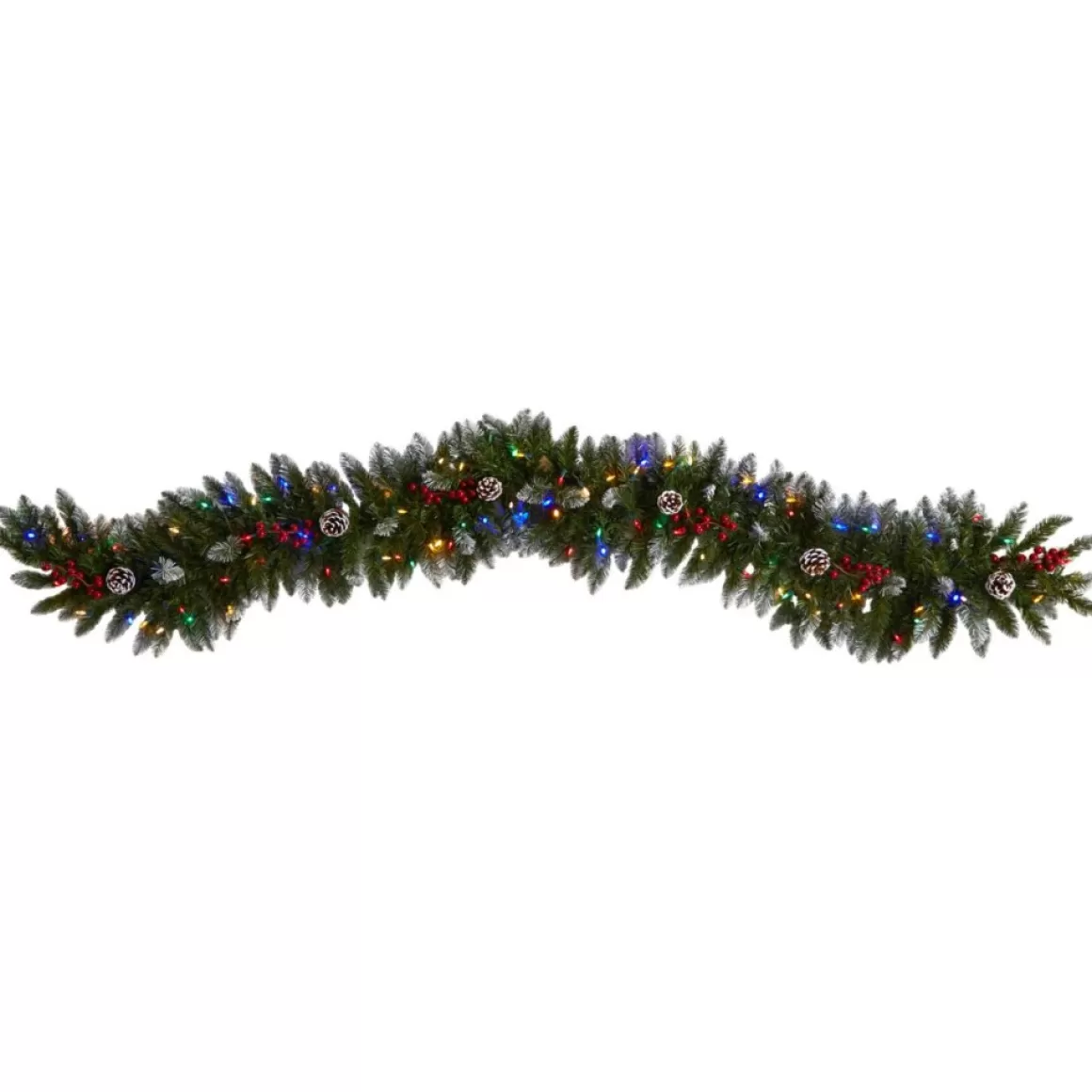 Nearly Natural 6' Snow Tipped Extra Wide Christmas Garland W/ 100 Lights