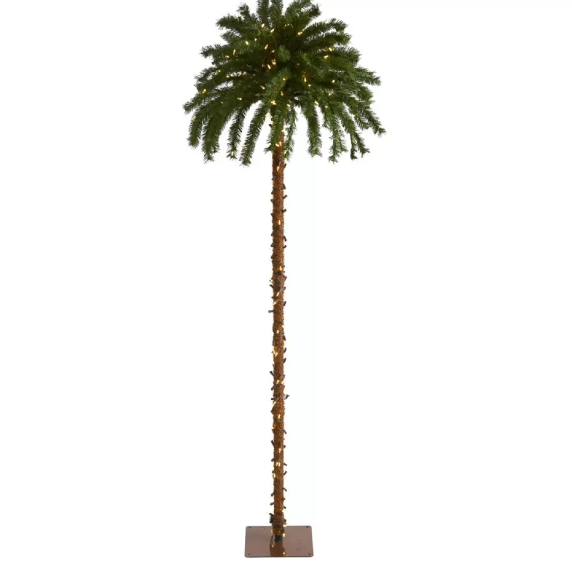 Nearly Natural 7' Artificial Christmas Palm Tree With 300 Led Lights