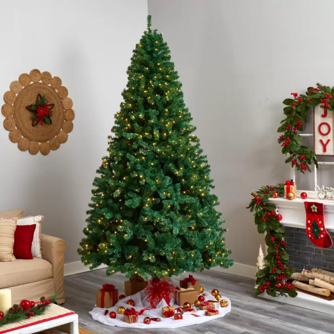 Nearly Natural 9 Ft. Northern Tip Christmas Tree With 650 Led Lights
