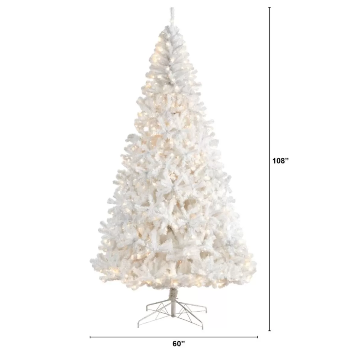 Nearly Natural 9 Ft. White Christmas Tree With 650 Led Lights