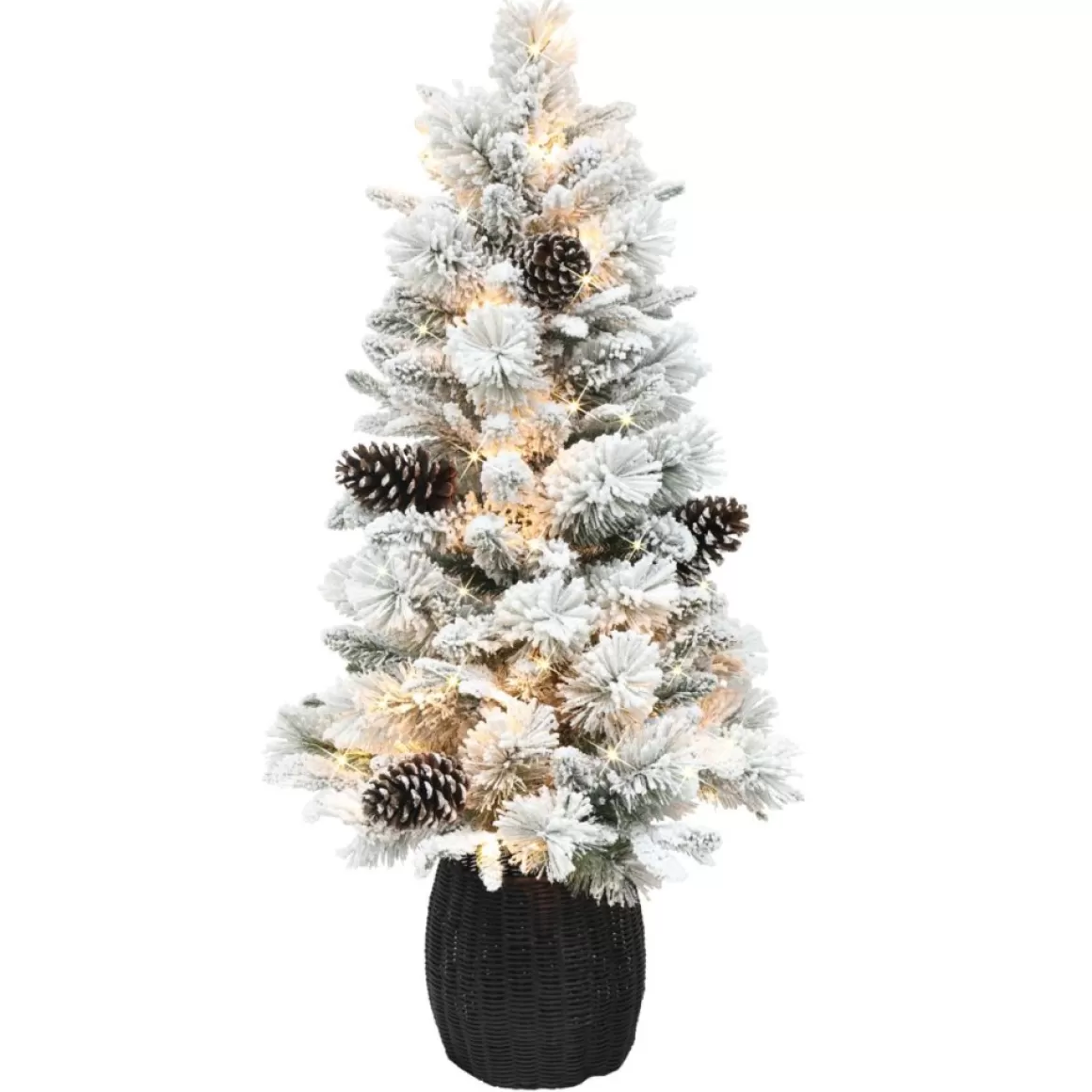 Puleo International Puelo International Pre-Lit Flocked Potted Tree, Ul Clear Lights