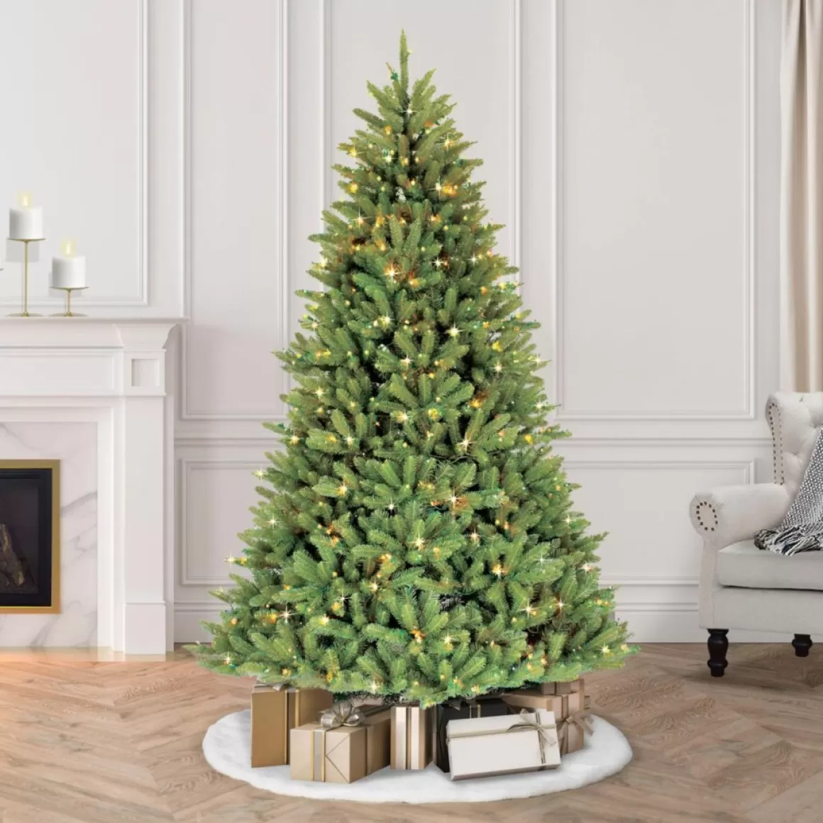 Puleo International Puleo 7.5' Franklin Fir Artificial Christmas Tree W/750 Clear Lights