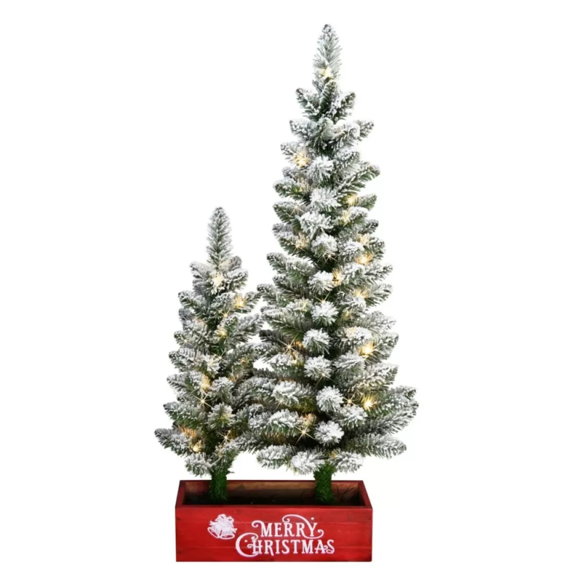 Puleo International 2'&3' Lit Flocked Slim Artificial Christmas Trees