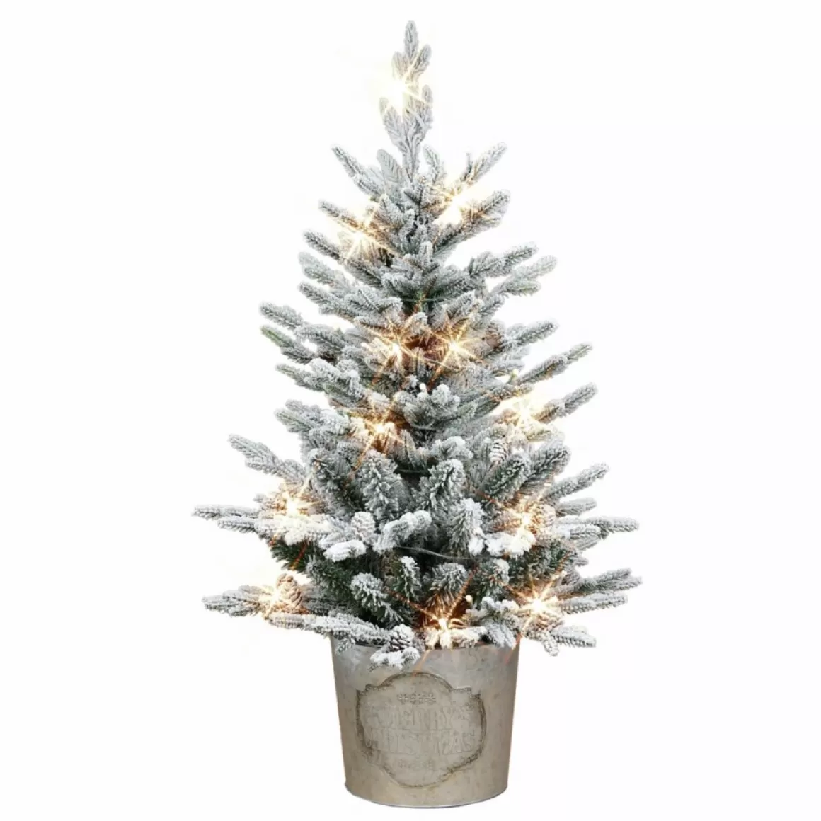 Puleo International 3' Pre-Lit Pvc Potted Flocked Tree