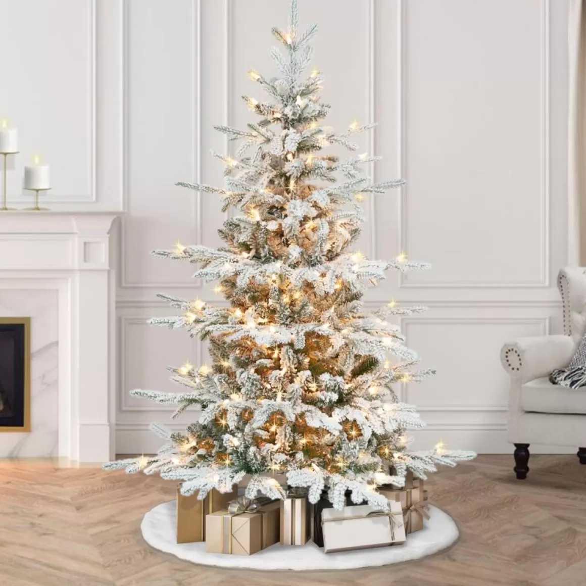 Puelo International Puleo International 4.5' Prelit Flocked Utah Fir Tree 250 Clear Lights