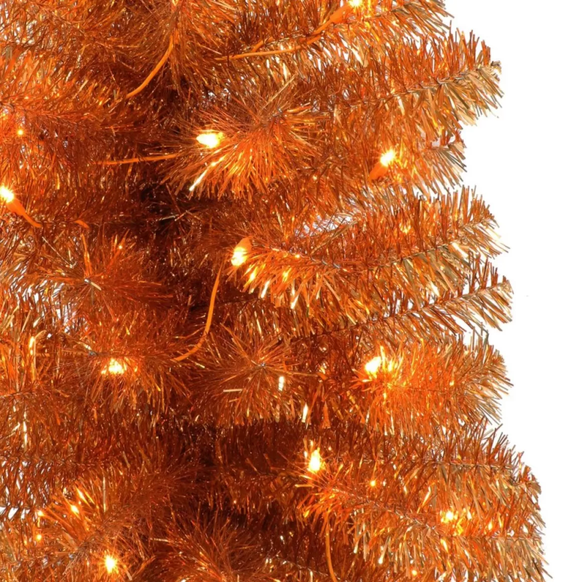 Puelo International Puleo International 4.5' Pre-Lit Orange Tinsel Tree W/ 70 Clear Lights