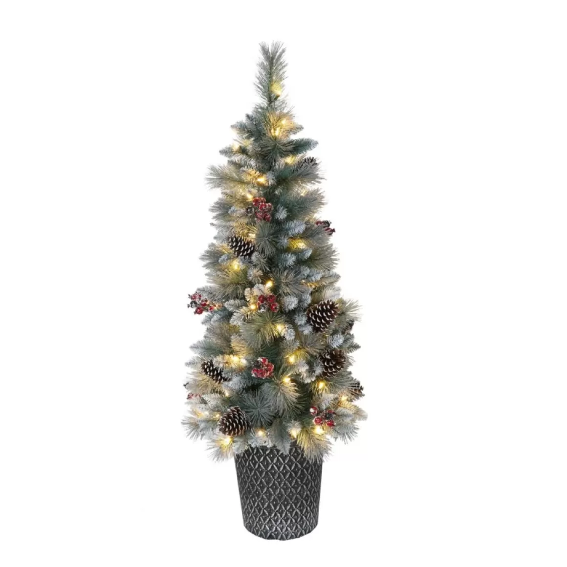 Puleo International 4.5' Pre-Lit Potted Glitter Premium Pine Tree