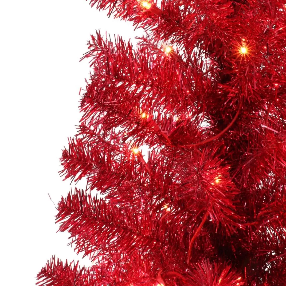 Puleo International 4.5' Pre-Lit Red Tinsel Tree