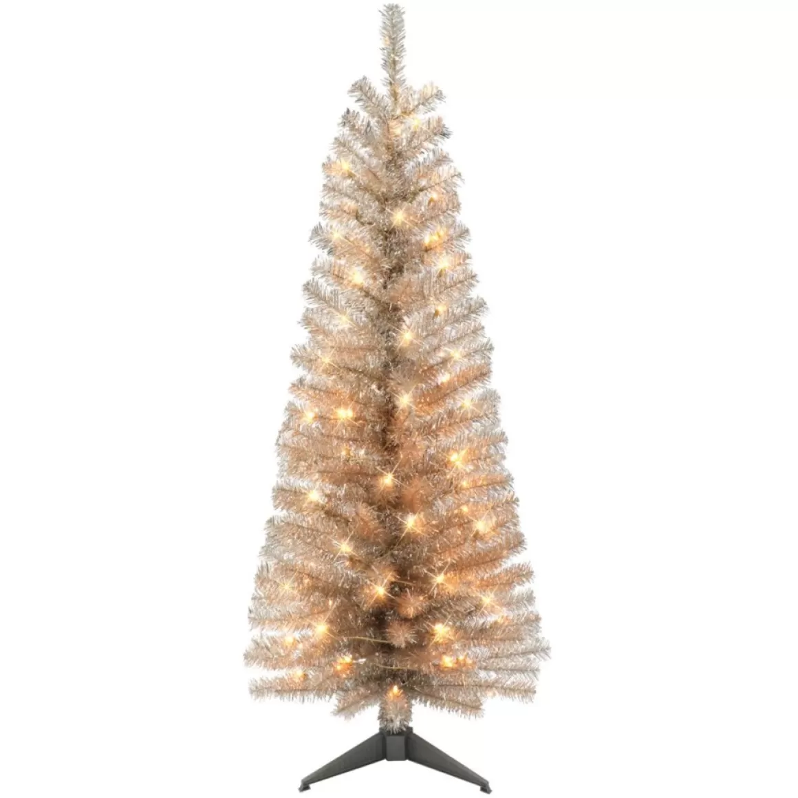 Puelo International Puleo International 4.5' Pre-Lit Rose Gold Tinsel Tree 70 Clear Lights