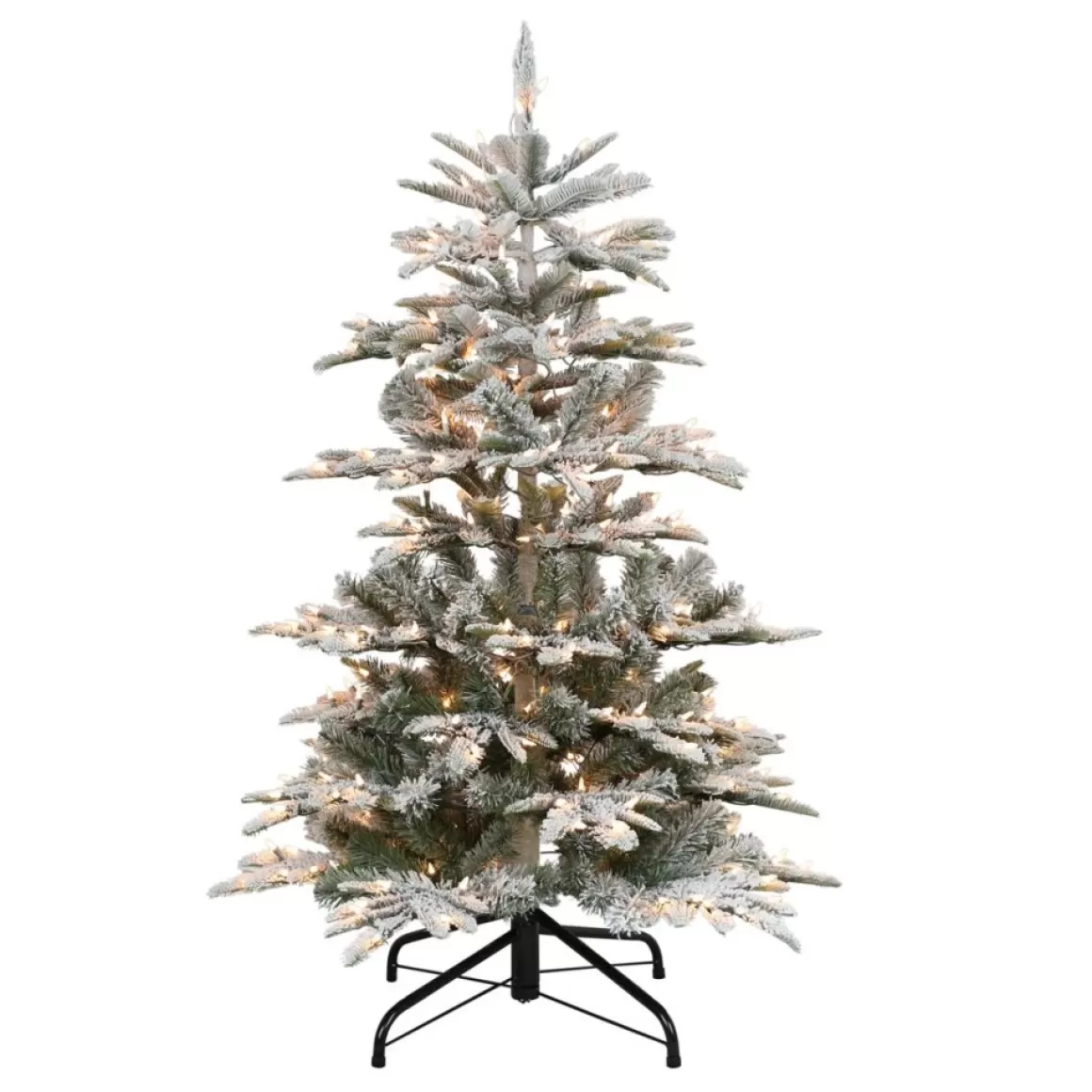 Puleo International 4.5' Pre-Lit Slim Flock Aspen Fir Christmas Tree