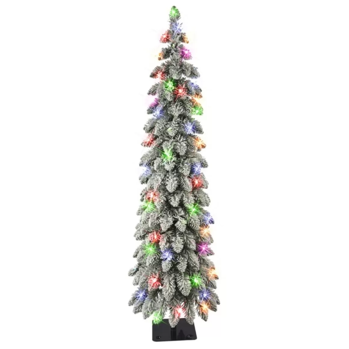 Puelo International Puleo International 4' Pre-Lit Multicolor Flocked Alpine Pencil Tree