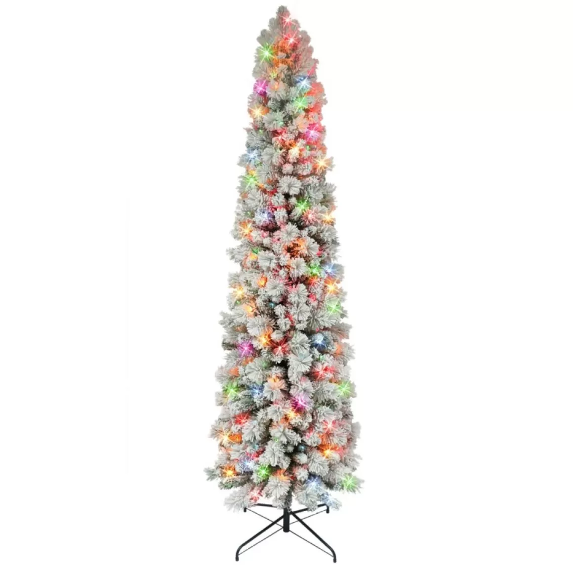 Puelo International Puleo International 6.5' Flocked Pine Pencil Tree W/ Multicolor Lights