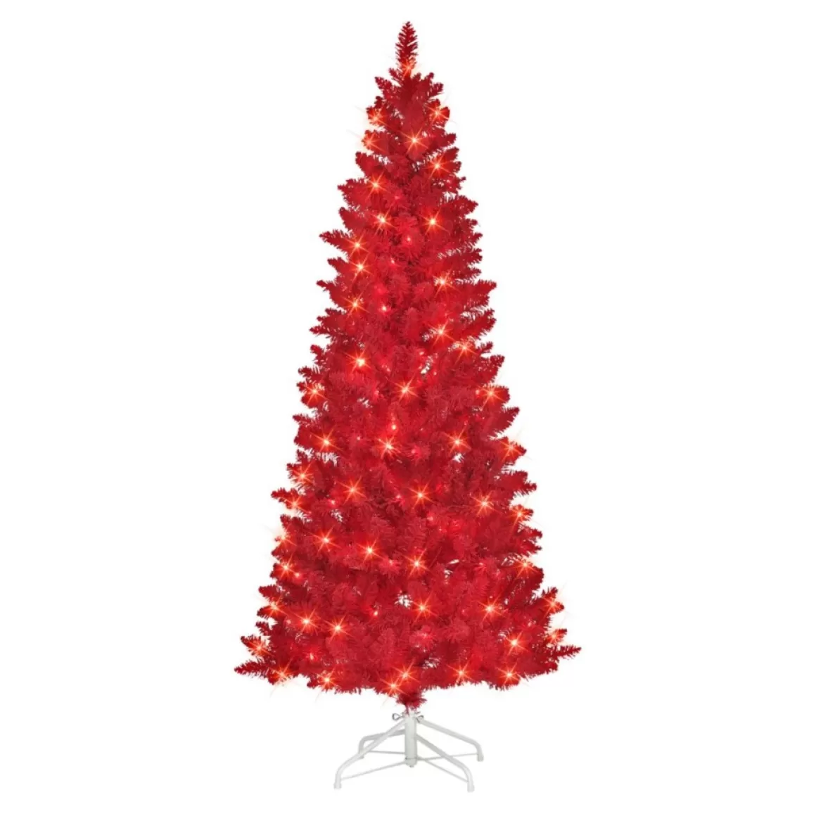 Puleo International 6.5' Pre-Lit Flocked Fashion Red Tree