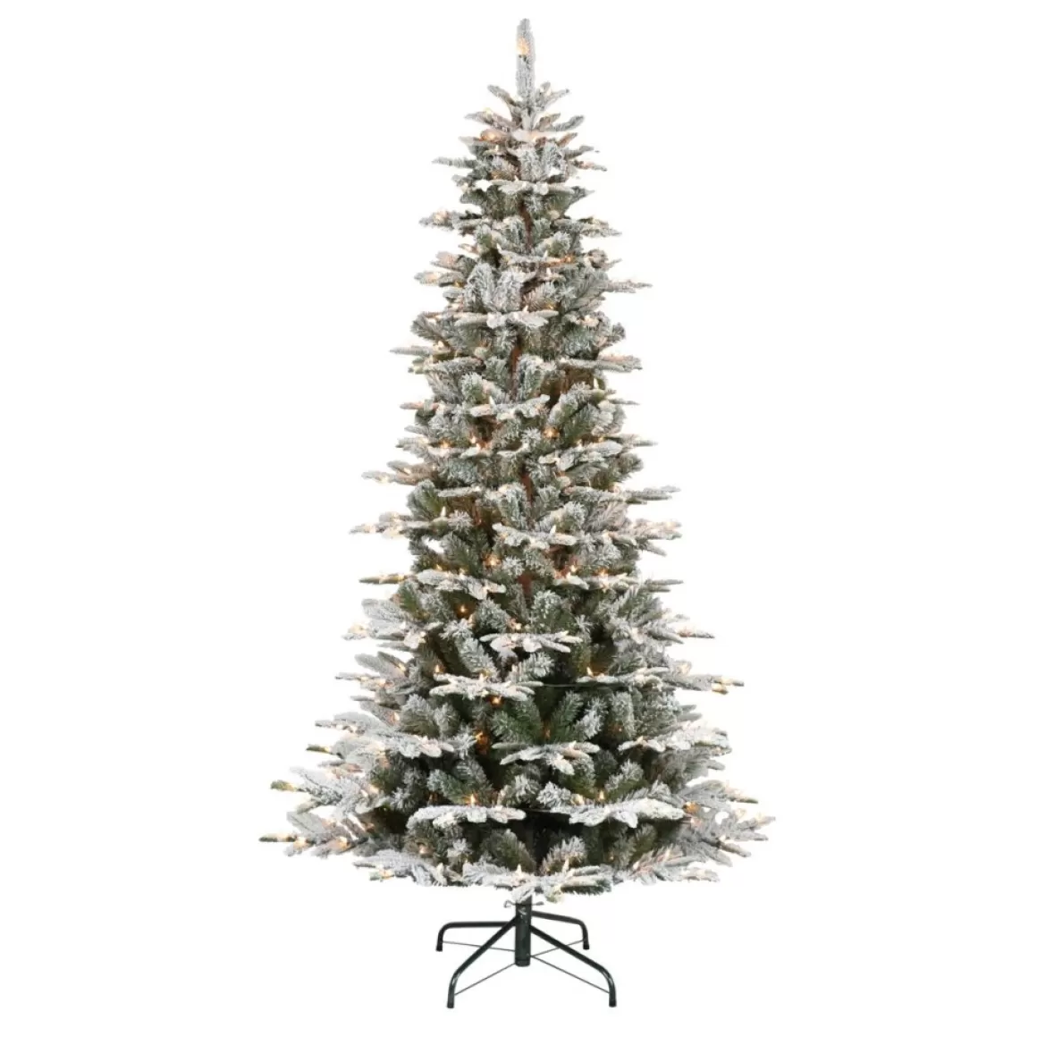 Puleo International 6.5' Pre-Lit Slim Flock Aspen Fir Christmas Tree