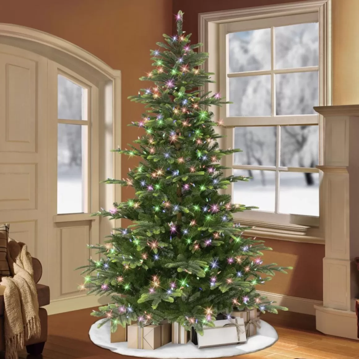 Puelo International Puleo International 7.5' Color Select Pre-Lit Aspen Green Fir Tree