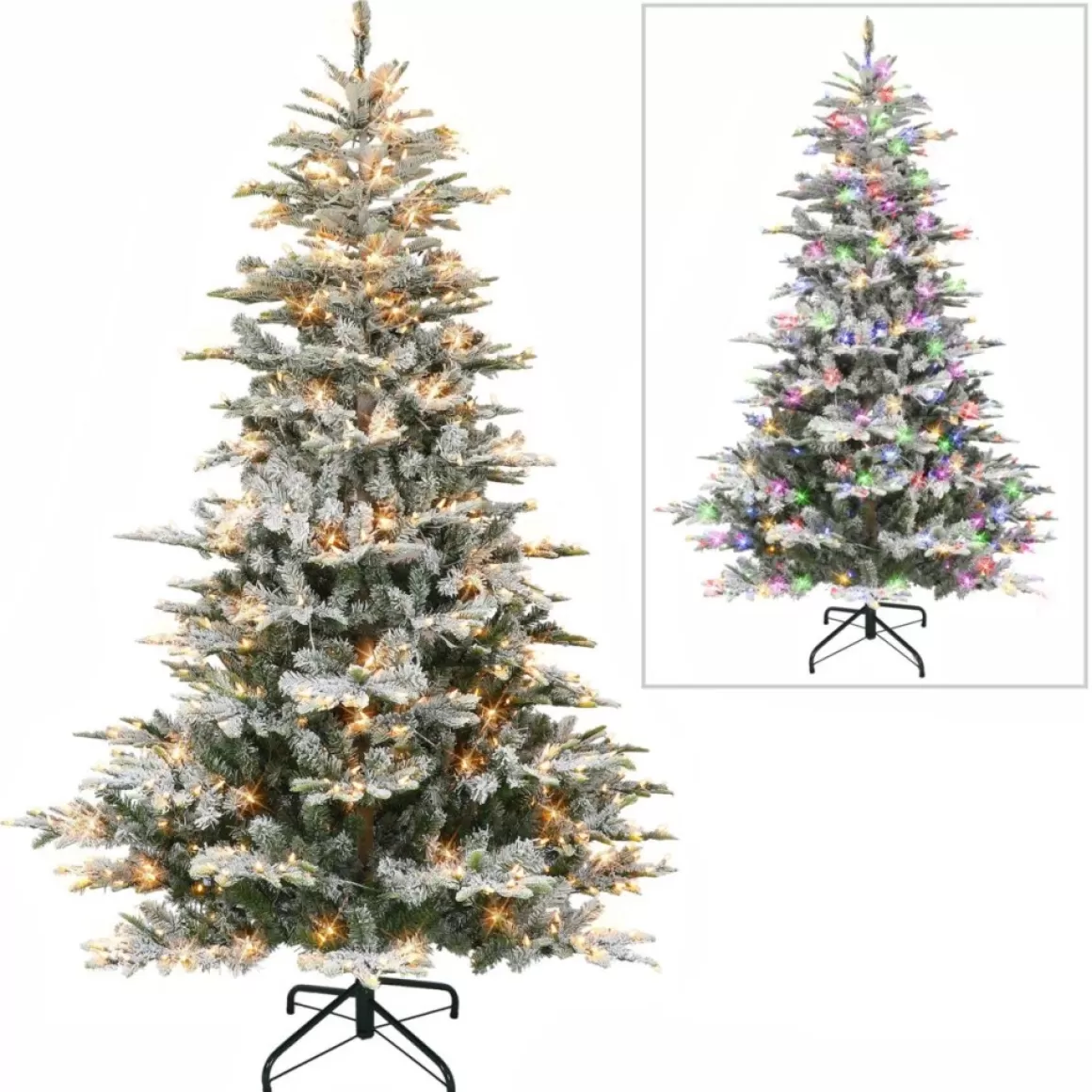 Puleo International 7.5' Pre-Lit Flocked Aspen Fir Tree