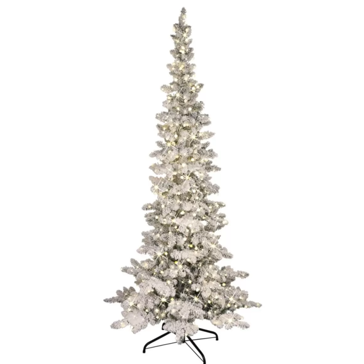 Puleo International 7.5' Pre-Lit Flocked Slim Pine Artificial Tree