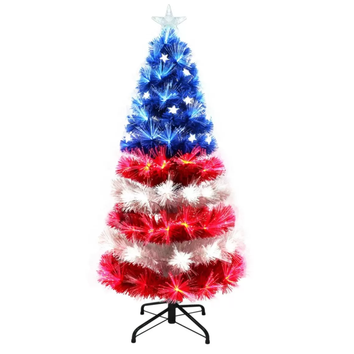 Puleo International Pre-Lit 4' Patriotic Artificial Christmas Tree