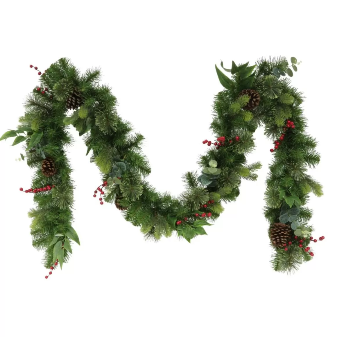 Puleo International Puleo Intl. 9' X 10" Decorated Christmas Garland With 180 Tips, Green