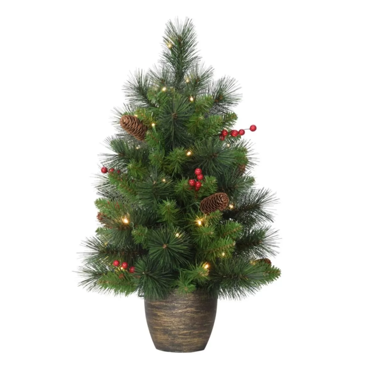 Puleo International Puleo Intl. Prelit 2' Table Top Artificial Christmas Tree In Gold Base