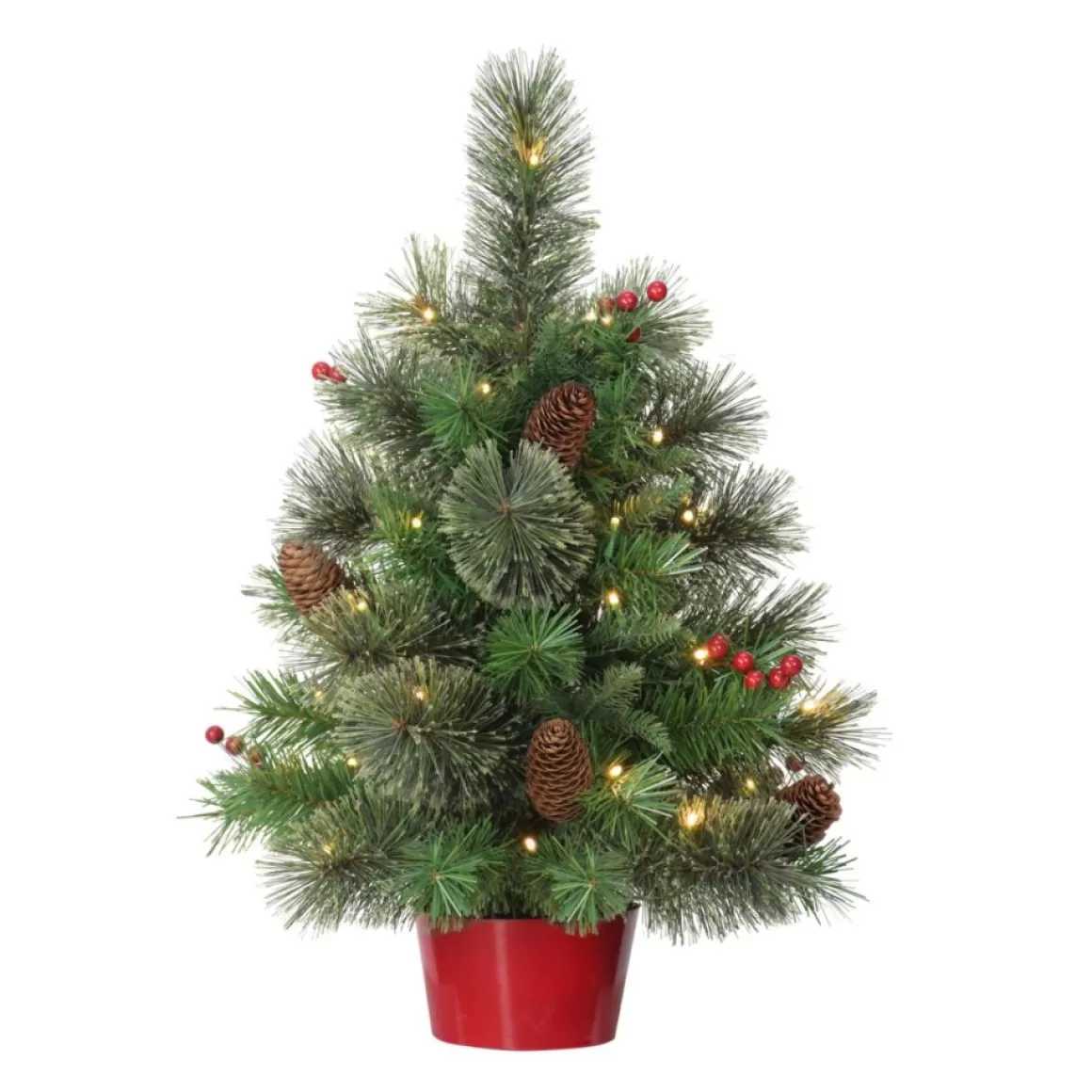 Puleo International Puleo Intl. Pre-Lit 2' Table Top Artificial Christmas Tree In Red Base