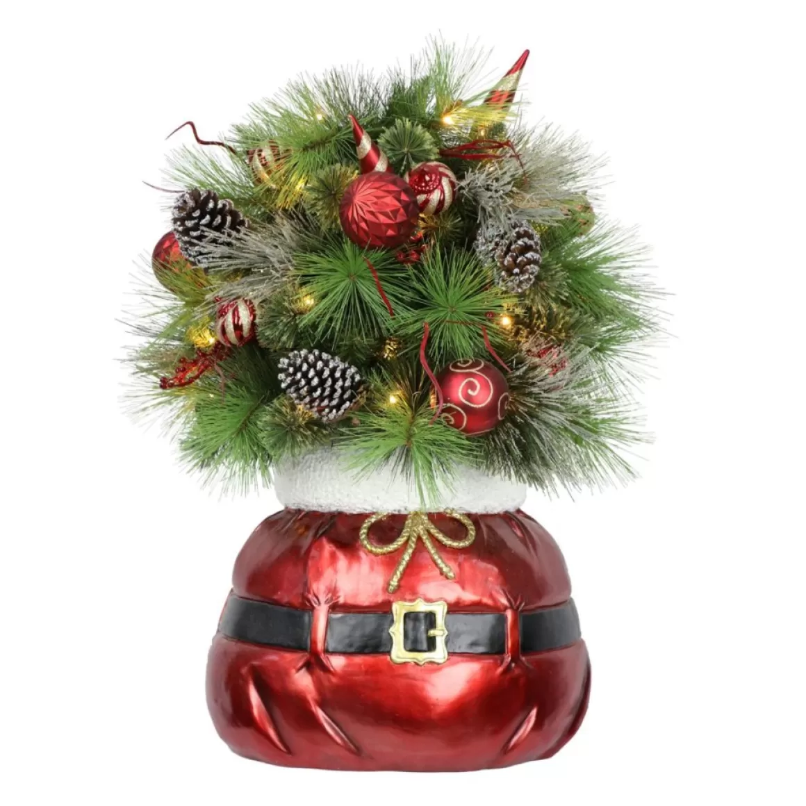 Puleo International Puleo Intl. Pre-Lit Decorated 3' Artificial Christmas Bush In Sac Base