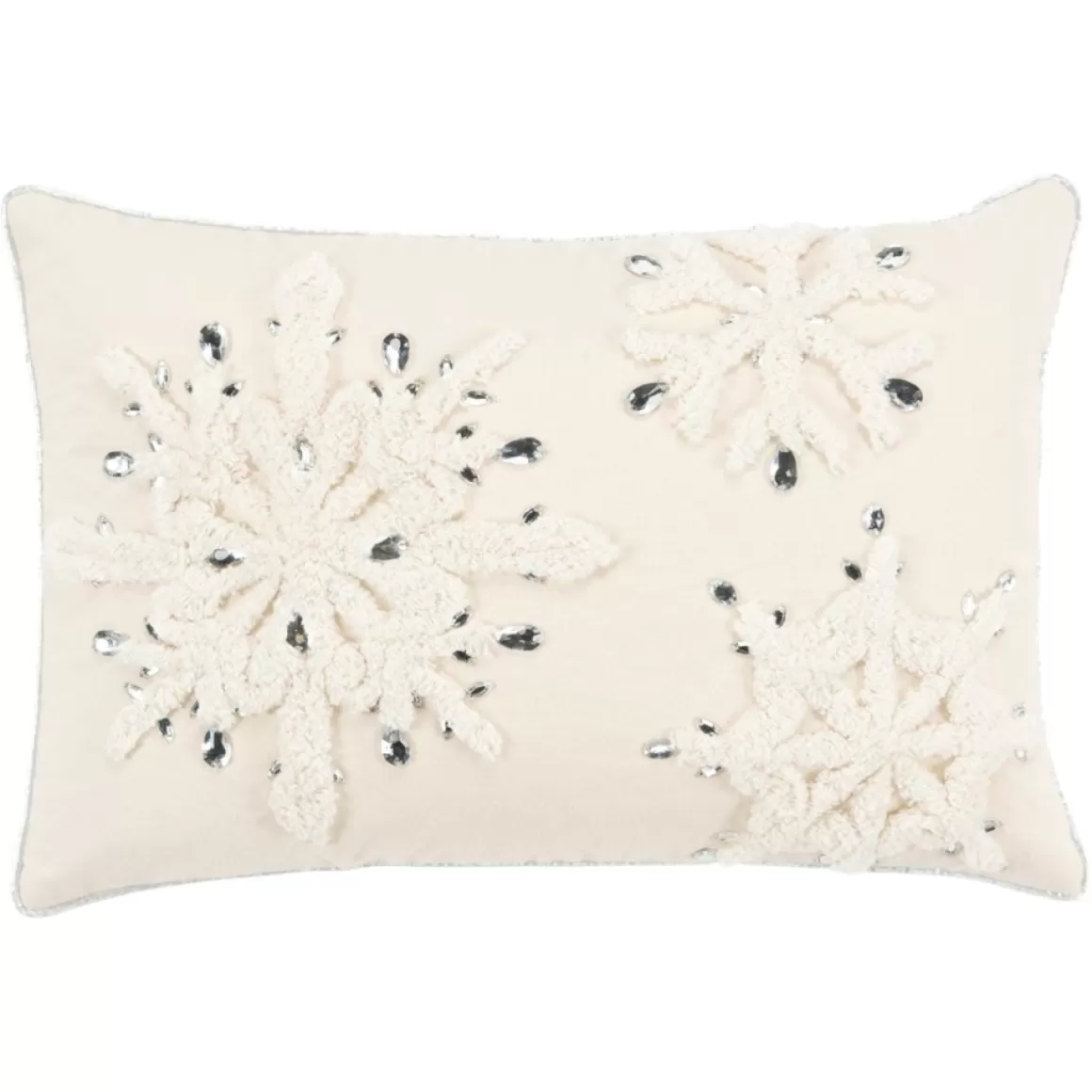 Rizzy Home Christmas Snowflakes With Mirrored Accents 14"X20" Pillow