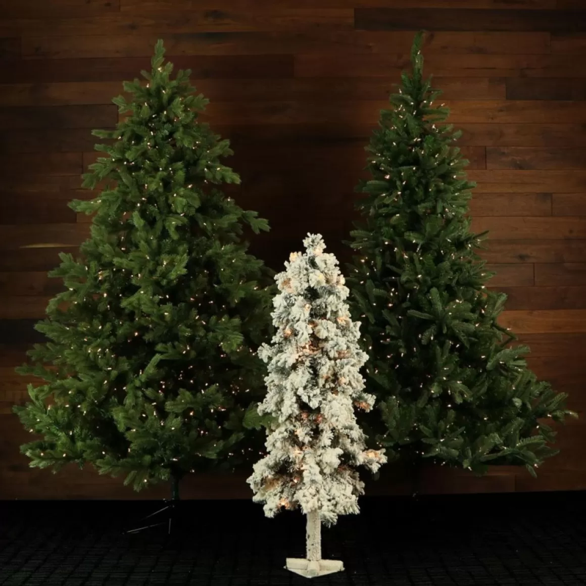 Almo Set Of 3 Snowy Alpine Trees With Clear Lights (2-Ft. 3-Ft. 4-Ft.)