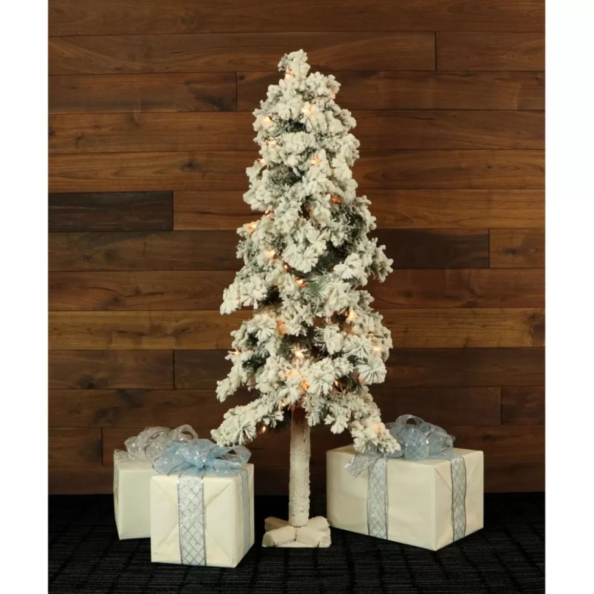 Almo Set Of 3 Snowy Alpine Trees With Clear Lights (2-Ft. 3-Ft. 4-Ft.)