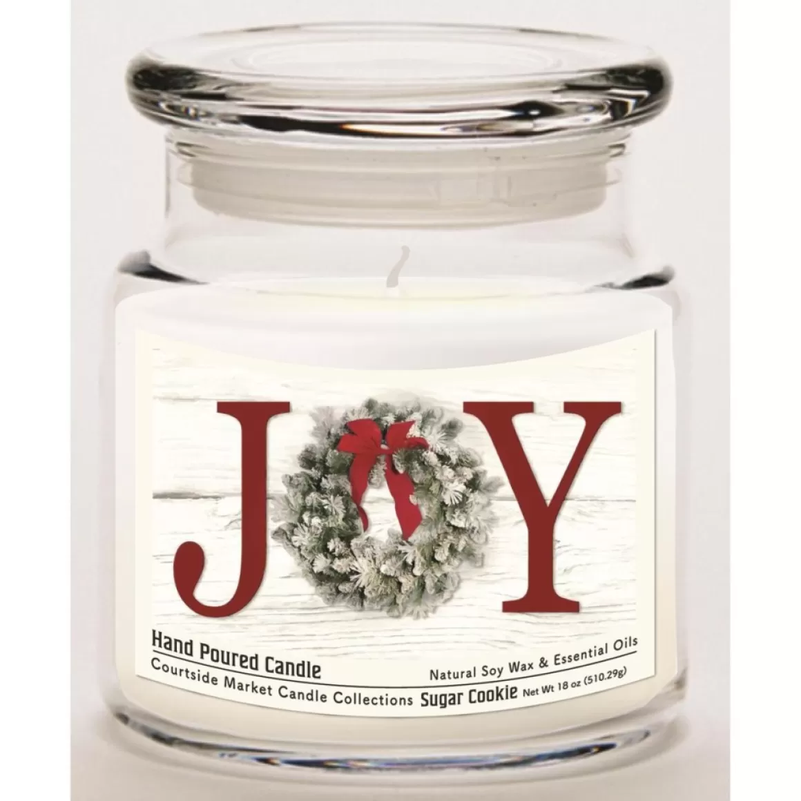 Courtside Market Soy Wax Candle With Essential Oils + Glass Lid - Christmas Joy