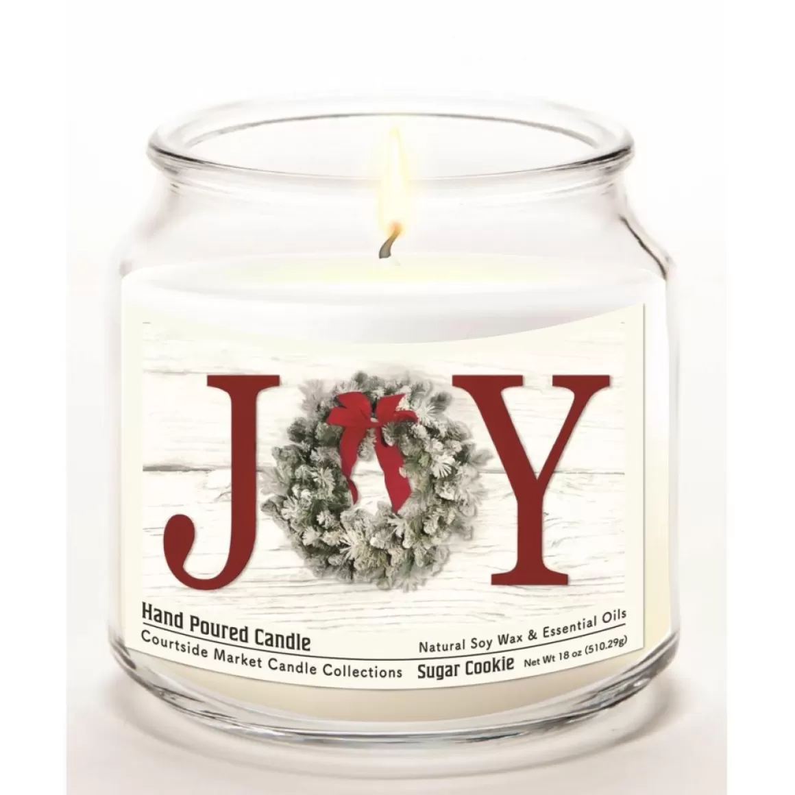 Courtside Market Soy Wax Candle With Essential Oils + Glass Lid - Christmas Joy