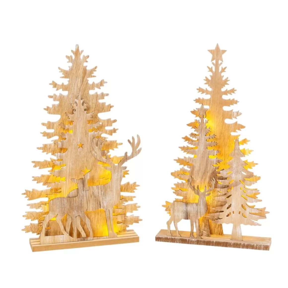 Gerson The Companies 2-Pc Set 17.25In Lighted Trees And Reindeer Decor