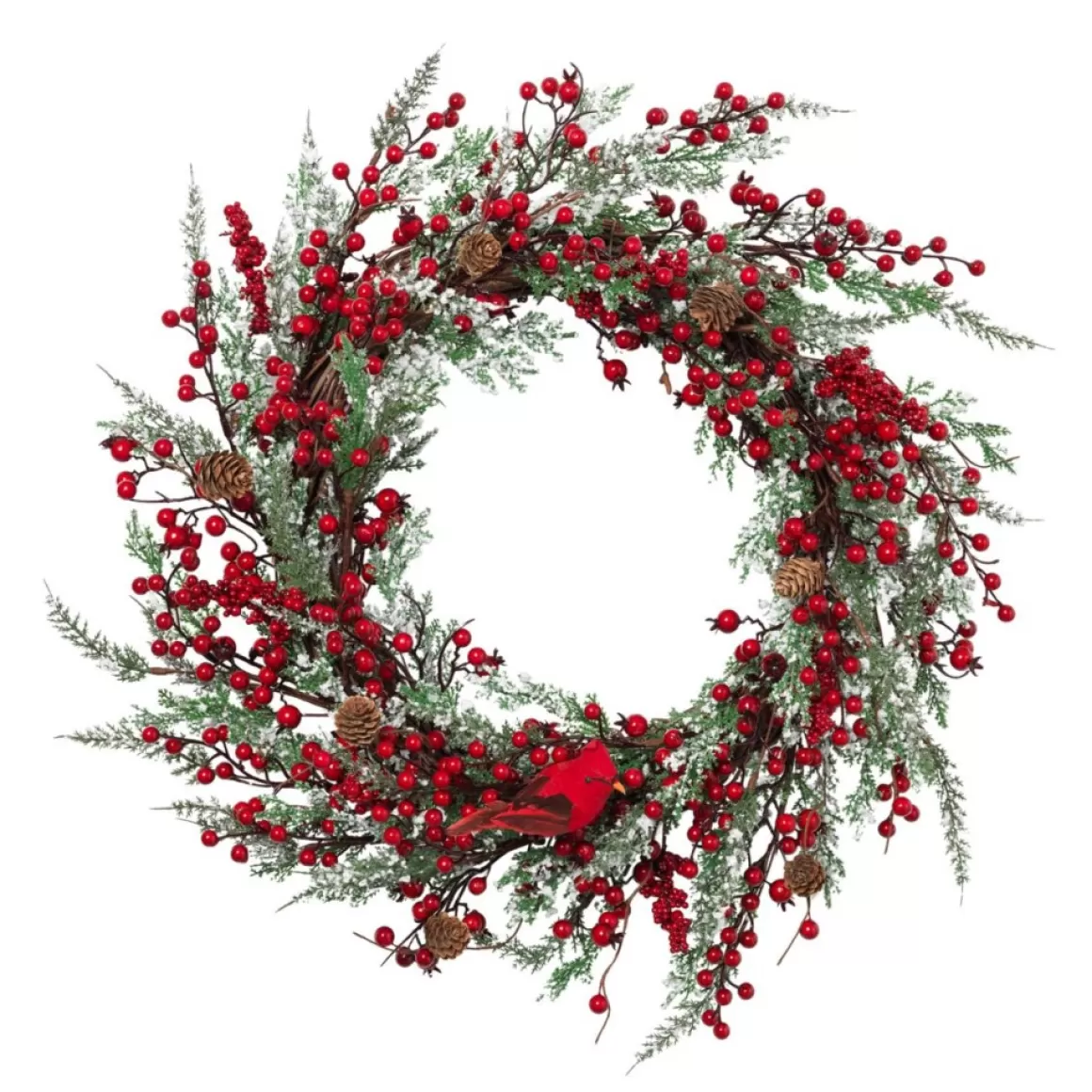Gerson The Company 24" Winter Greenery Spray Wreath With Berry Accents