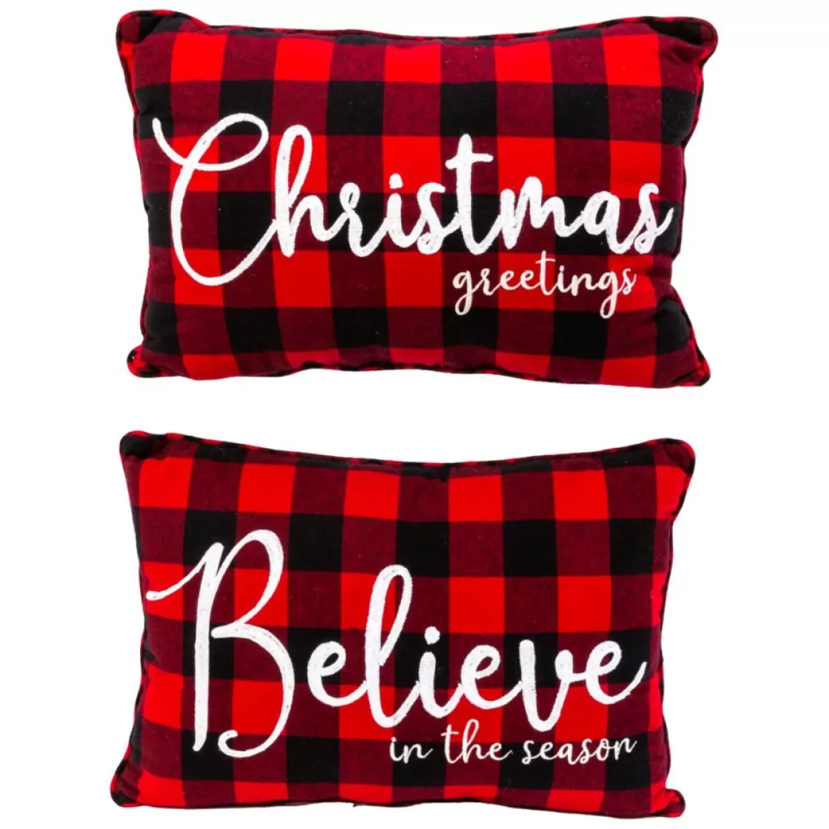 Gerson The Company 2Pk 20"L Fabric Embroidered Holiday Design Pillow